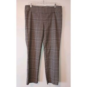 Zac And Rachel Brown Black Check Pull On Casual Trouser Ankle Pants Sz 14
